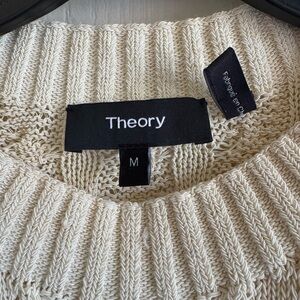 Theory Cream Cowl Neck Sweater with Ribbed Texture